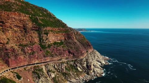 Aerial view of Chapman's Peak cliff road above the Atlantic Stock Footage 339180721