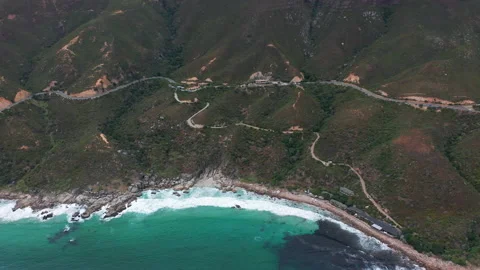 Aerial view. Chapmans Peak Drive near Cape Town, South Africa. Top view of road 스톡 동영상 155709466
