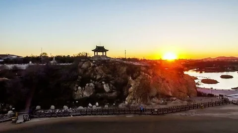 Aerial view of charming beach and shoal in Beidaihe scenic spot, Hebei, China Видео 70526161