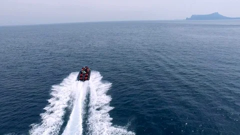 Aerial view of Chasing Speed boat, Jeju, South Korea Video stock 102197321