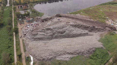 Aerial view of Chau Doc garbage dump in An Giang, Vietnam. Stock-Footage 347687853