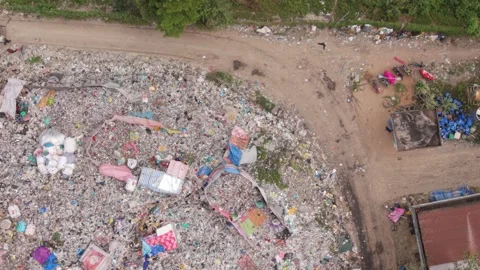 Aerial view of Chau Doc garbage dump in An Giang, Vietnam. Stock-Footage 347687870