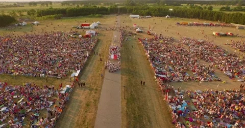 Aerial view of  cheering crowd. Stock Footage 51360380