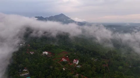 Aerial View of Chembra Peak, the Highest Peak in Wayanad Stock Footage 341309645