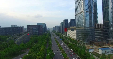 aerial view of Chengdu cityscape of Sich... | Stock Video | Pond5