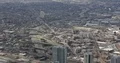 Aerial View of Chicago City Skyline Crowded Urban Scene Cars Traffic on Highway 4k or 4k+ Resolution
