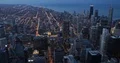 Aerial View of Chicago City Skyline with Office Skyscrapers and Car Traffic Dusk 4k or 4k+ Resolution