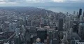 Aerial View of Chicago City Skyline Business Center and Apartment Buildings Dusk 4k or 4k+ Resolution