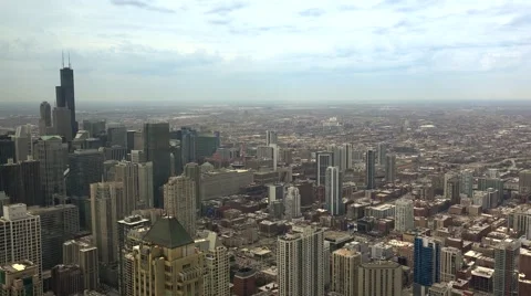 Aerial view of Chicago Loop, Near West Side community areas. Stock Footage