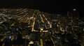 Aerial View Chicago Skyline Expressway, Beltway, City, Freeway Lanes, night HD Footage