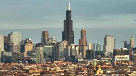Aerial view of Chicago's Willis Tower Stock Footage 311838025
