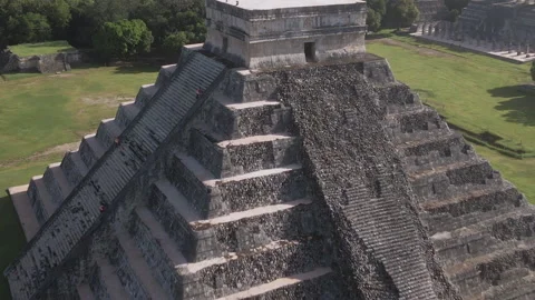 Aerial View of Chichen Itza, Ancient Mayan City and Kukulkan Temple El Stock Footage 145172632