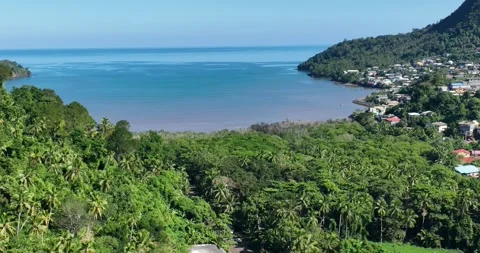 Aerial view of Chiconi Bay, light tracking forward, Mayotte Stock Footage 301806223