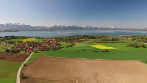 Aerial View to Chiemsee, near by Chieming, Bavaria, Germany Stock Footage 82484091