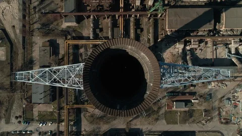 Aerial view of chimneys without smoke of coal-fired power station, close-up Stockbeeldmateriaal 126787977