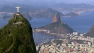 Aerial View Of Christ The Redeemer And Sugarloaf, Rio De Janeiro, Brazil Stock Footage