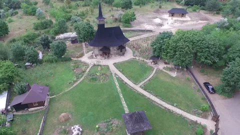 Aerial view of a church located in eastern europe. Stock Footage 132898880