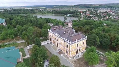 Aerial view of a church located in eastern europe. Stock Footage 132900971