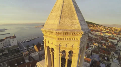 Aerial view on church in Split Stock Footage 39217368