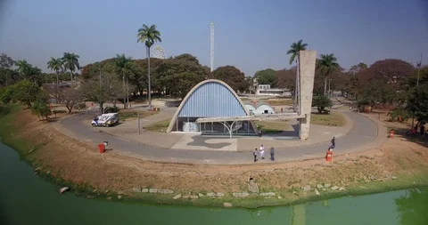 Aerial view of the Church of St Francis of Assisi - Pampulha_Minas Gerais_Brazil Stock Footage