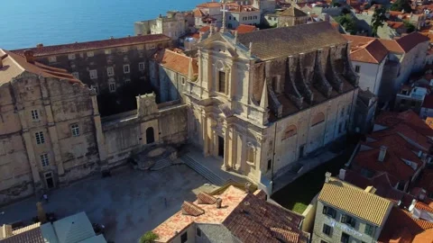 Aerial view of church of st. Ignatius in dubrovnik croatia Stock Footage 337080341