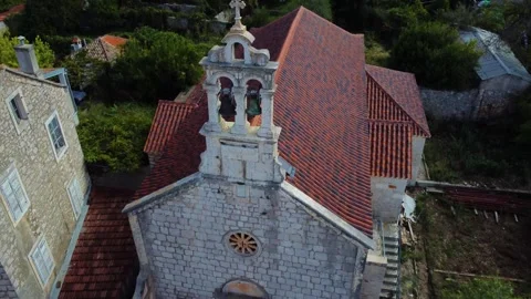 Aerial view of church of sts. Peter and paul in stari grad, croatia Видео 339846169