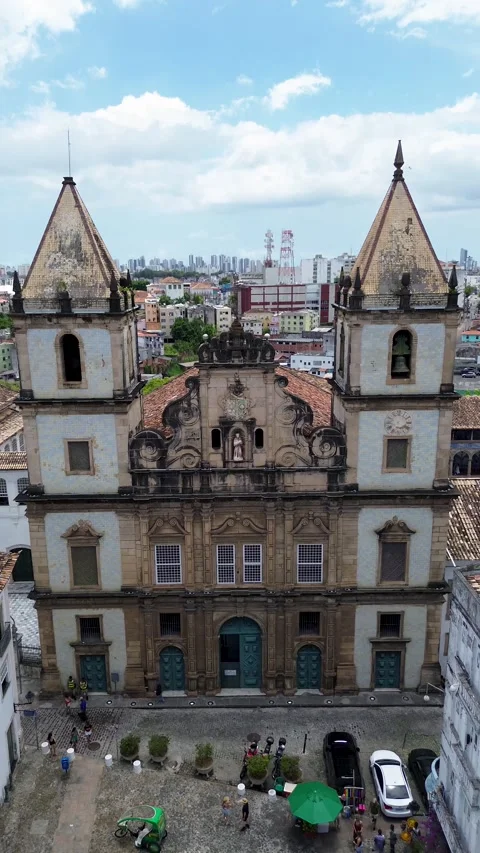 Aerial view of Church of the Third Order of Saint Francis, Brazil. Stock Footage 339664750