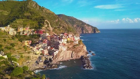 Aerial view of Cinque terre, five lands Stock Footage 95771628