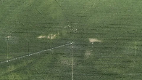 Aerial view of circular irrigation patterns in Hombourg, France. Stock Footage 339633441