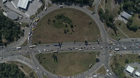 Aerial View circular road Stock Footage