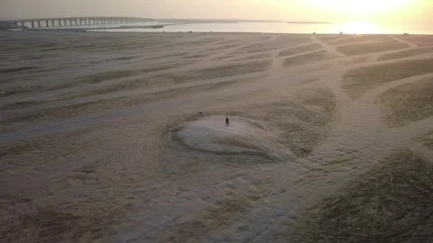 Aerial View of Circular Sand Formation on Al Khobar Beach Stockbeeldmateriaal 336572439