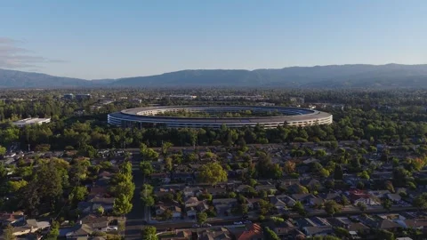 Aerial View of Circular Tech Headquarters in Cupertino Stock Footage 346242731