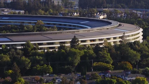 Aerial View of Circular Tech Headquarters in Cupertino Stock Footage 346243067