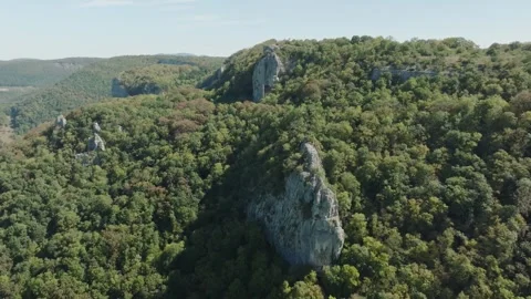 Aerial view of Cirque du Fer-a-Cheval natural amphitheater in Jura, France Stock Footage 341962340