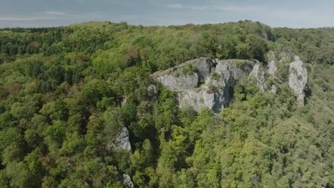 Aerial view of Cirque du Fer-a-Cheval natural amphitheater in Jura, France Stock Footage 341962345