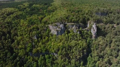Aerial view of Cirque du Fer-a-Cheval natural amphitheater in Jura, France Stock Footage 341962367