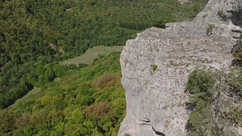 Aerial view of Cirque du Fer-a-Cheval natural amphitheater in Jura, France Stock Footage 341962379