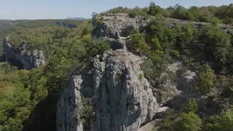 Aerial view of Cirque du Fer-a-Cheval natural amphitheater in Jura, France Stock Footage 341962380