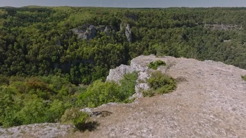 Aerial view of Cirque du Fer-a-Cheval natural amphitheater in Jura, France Stock Footage 341962384