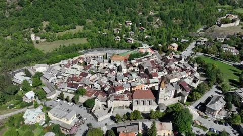 Aerial view, Citadel, Colmars-les-Alpes, Alps, France. Video stock 286204432