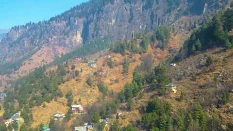 Aerial view Citi of Manali Mountain Greenery Landscape Stock Footage 268468341
