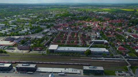 Aerial view of the cities wolfsburg and Fallersleben 스톡 동영상 154597367