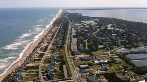 Aerial view of city Avon toward to Buxton. 4k Stock Footage 104612853
