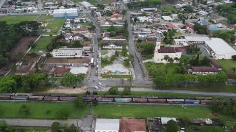 Aerial view of the city of Balsa Nova, near Curitiba Stock Footage 320635700