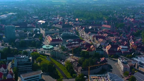 Aerial view of the city Bayreuth in Bavaria. Stock Footage