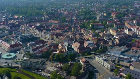 Aerial view of the city Bayreuth in Germany Stock Footage