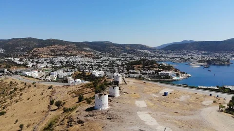 Aerial view of city of Bodrum Stock Footage 118795543