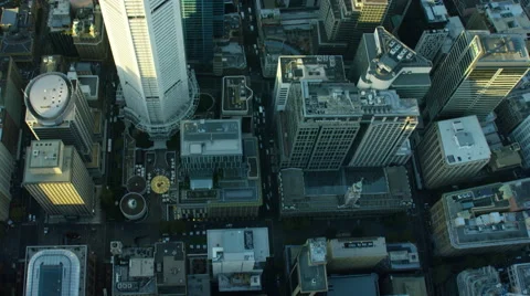 Aerial view of city buildings Downtown Sydney Australia Stock Footage