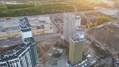 Aerial view of the city buildings streets and landscape Stock Footage 242816853