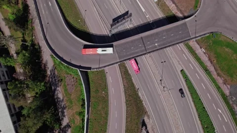 Aerial view of the city bus. Stock Footage 201625566